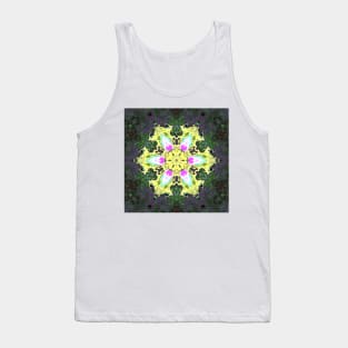 Psychedelic Kaleidoscope Flower Yellow and Pink Tank Top